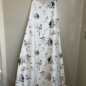 Pottery Barn Kids VINTAGE BASEBALL Flat Sheet FULL White Organic Cotton